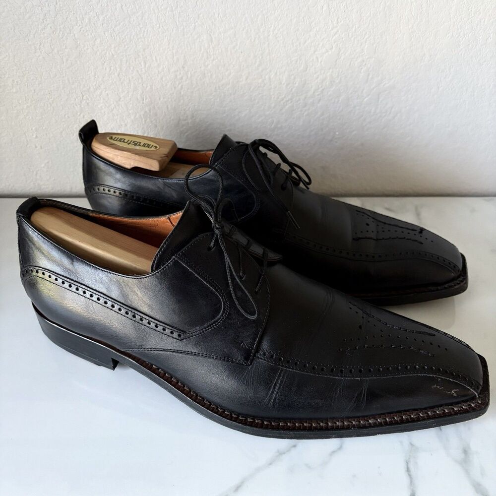 Mezlan Mens Biker Toe Leather Derby’s Size 10 Black